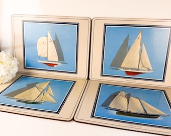 Vintage Pimpernel America's Cup Sailboat Placemats, Set of 4, Made in England