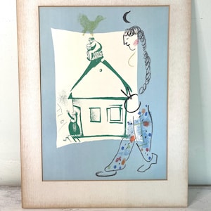 Marc Chagall Lithograph &quot;Our House in My Village&quot; 1960 - Unsigned Marc Chagall Lithograph - Mid Century Modern Art