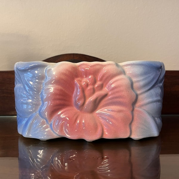 Vintage Royal Copley Floral Light Blue and Pink Planter | Excellent Condition