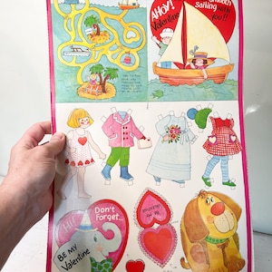 Vintage Valentine Cut-Out Booklet - 1970s - 80&#39;s Paper Dolls & Cards - Retro Kids Valentines Ephemera