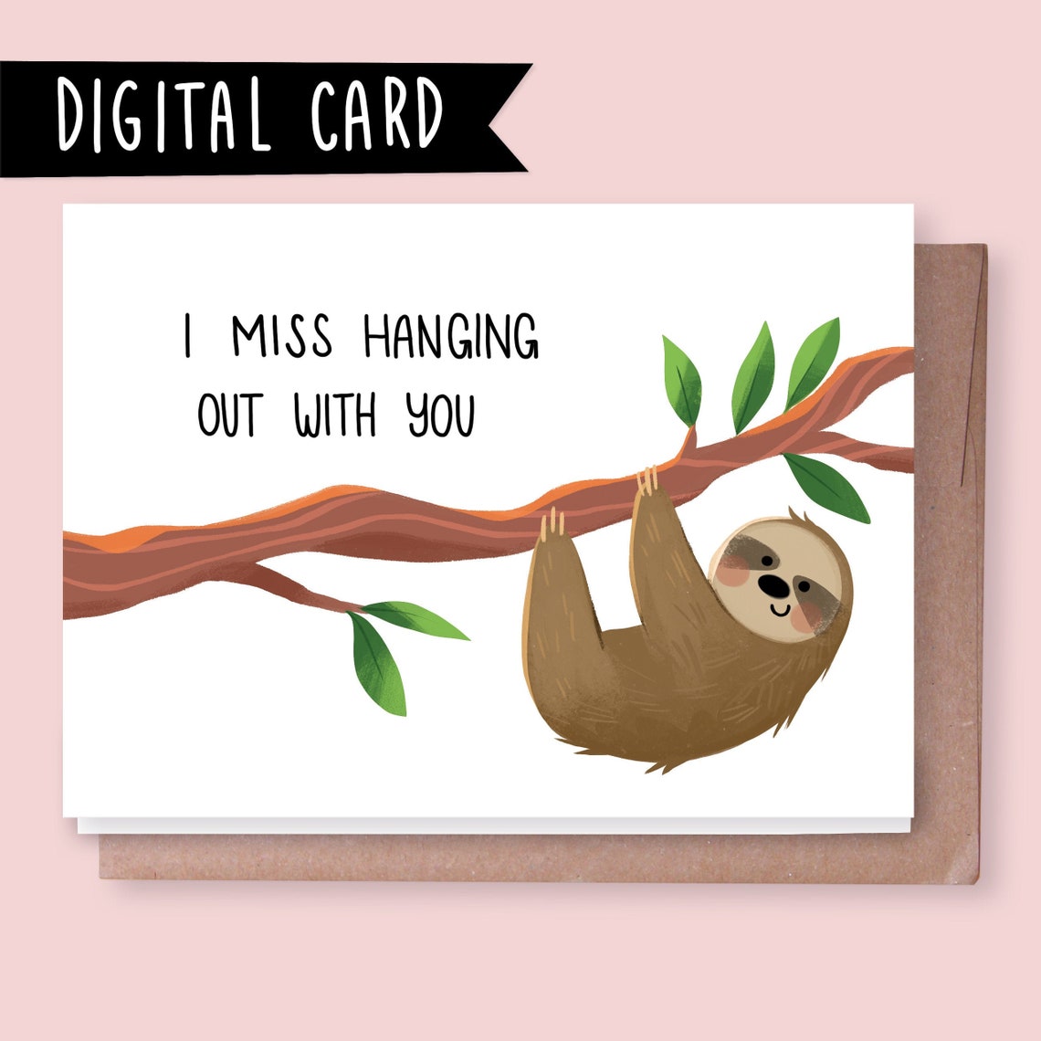 Printable Miss you Sloth Card | Etsy