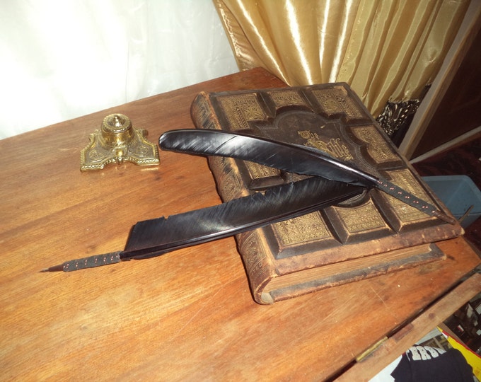 Feather Quill Pen Crow Quill Black Feather Fa7781 Etsy