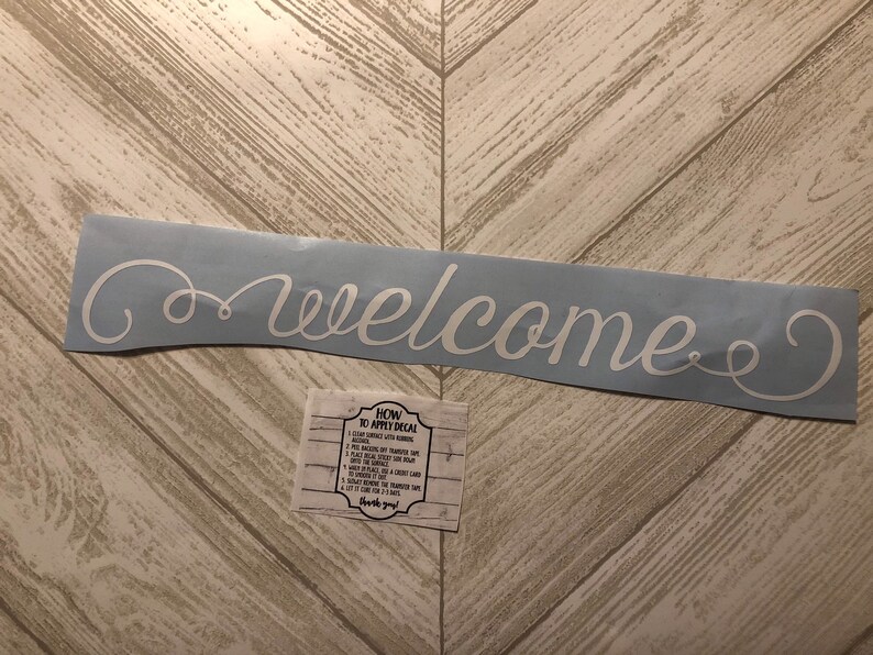 Faux hand painted script welcome door decal
