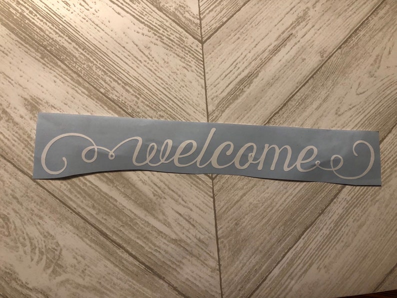 Faux hand painted script welcome door decal