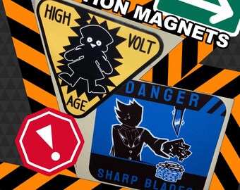 Unova Caution Sign 3 Inch Magnets/Stickers (Emmet & Grimsley)