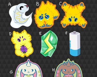 1.5" Monster & Item Frosted Stickers
