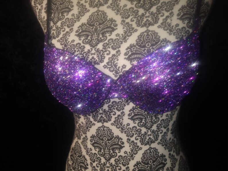Magic Glitter Rave Bra EDC Bra Festival Bra Purple Glitter Etsy