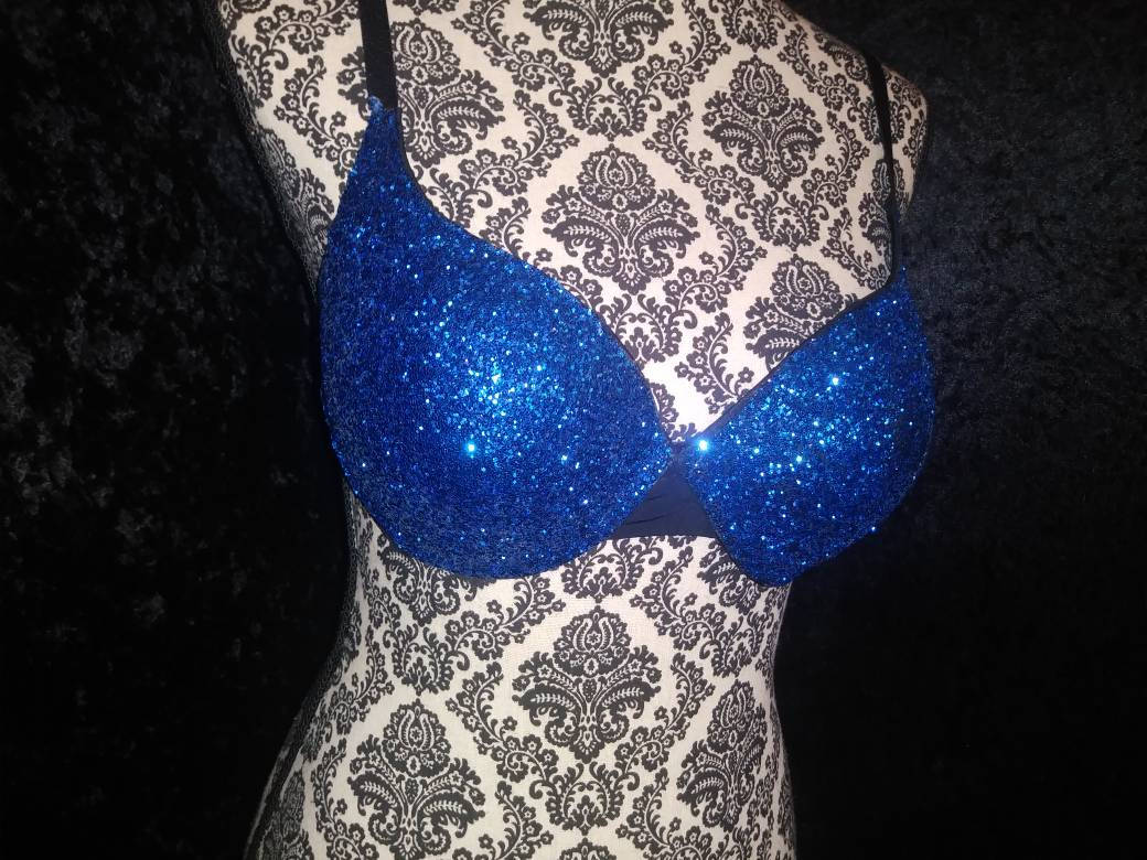 Glitter Blue Rave Bra / EDC Bra / Festival Bra / Glitter Rave Etsy
