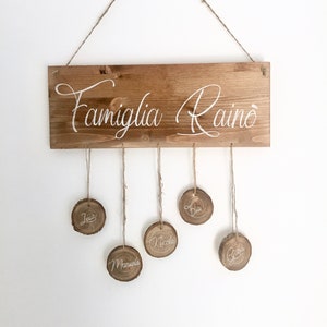 Wooden family sign with names / Rustic wood sign with personalized calligraphic script image 1