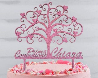 Cake topper Tree of Life with personalized name / Laser cut wooden cake topper with custom text / Wedding, birthday, anniversary cake decor