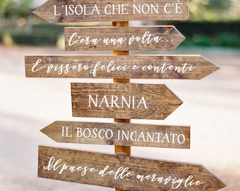 Cartelli in legno personalizzabili / Indicazioni decorative con scritta calligrafica / Decor festa compleanno battesimo comunione