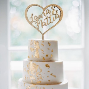 Cake topper a cuore con i nomi degli sposi / Cake topper in legno con testo personalizzato / Decorazione torta matrimonio, anniversario