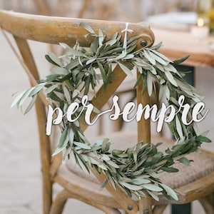 Targa "Per Sempre" per gli sposi / Scritte calligrafiche in legno personalizzabili / Decorazioni sedie matrimonio e cerimonia