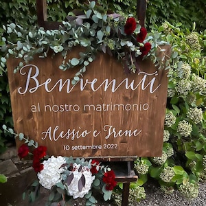 Targa in legno "Benvenuti al nostro matrimonio" personalizzata / Cartello di benvenuto / Pannello matrimonio con scritta calligrafica