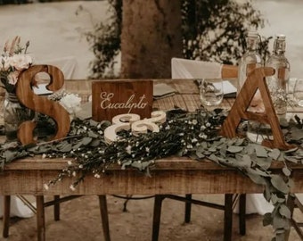 Custom wooden letter / Initials and names / Wedding guest book table, sweet table, grooms' table decor