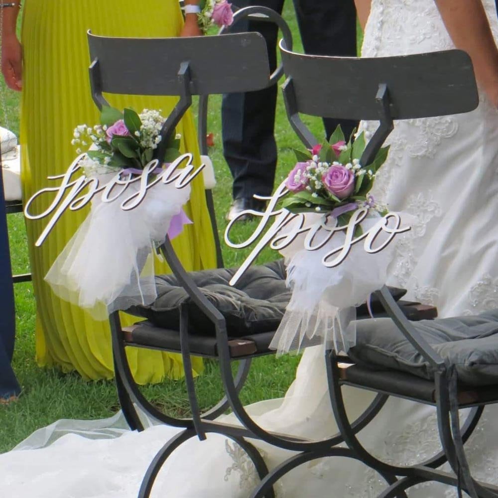 LOHAME 2 targhette per sedie per matrimonio Meine und Meiner in legno per poltrona, sposo, per sedia da sposa, per matrimonio, per coppia di sposi, foto, oggetti di scena, decorazione per matrimonio