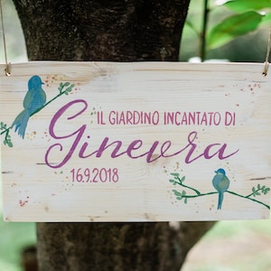 Custom wooden sign / Calligraphic sign with personalized text and decor / Rustic wood decor for birthday, baby shower, themed party