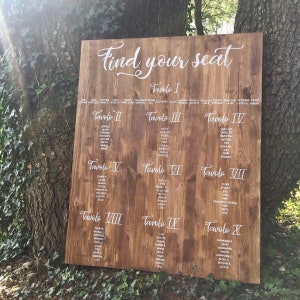 Tableau in legno personalizzato / Pannello per tavoli imperiale+tondi con nomi scritti a mano / Insegna matrimonio con scritta calligrafica