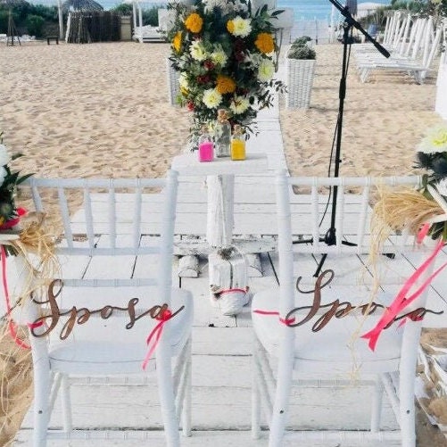Targhette In Legno Per Sedie Da Sposa 'Meine Und Meiner' - 2 Pezzi Per Sposo E Sposa Con Design Freccia Di Cupido, Decorazioni Matrimoniali Boho Rustico