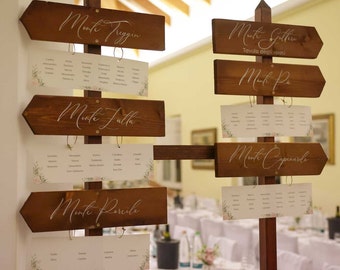 Tableau con frecce in legno personalizzabile / Frecce in legno rustico con scritta calligrafica / Tableau de mariage