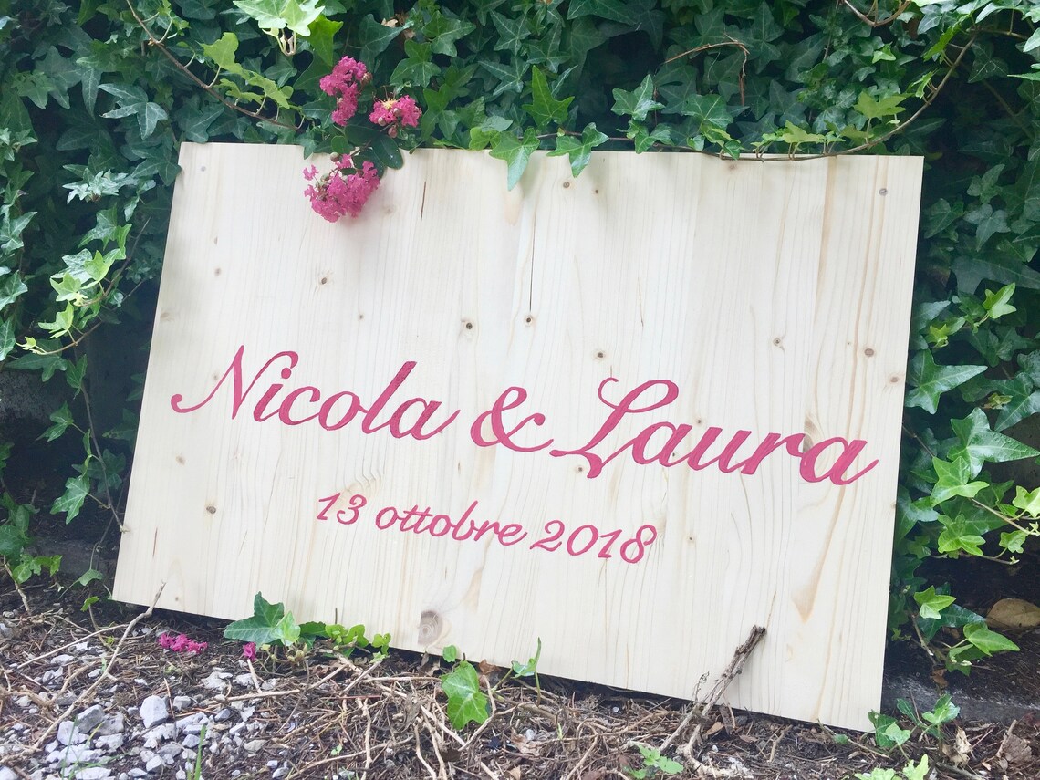 Nomi Sposi Prima Lui O Lei Targa in legno con nomi degli sposi e data / Cartello di | Etsy