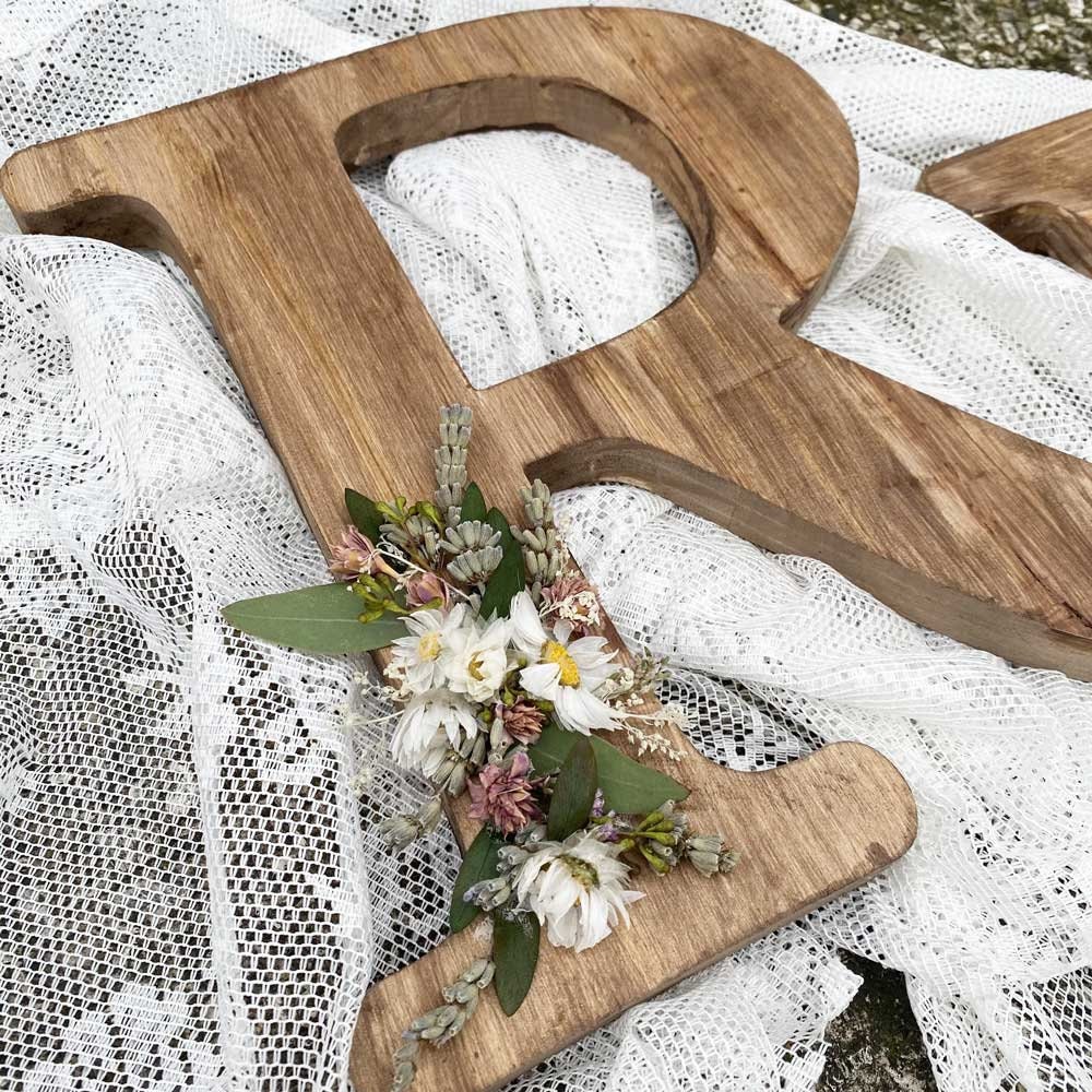 Custom Wooden Letter With Flowers / Initials and Names / Wedding
