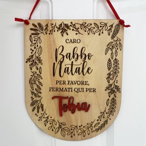 Targa in legno personalizzabile per Babbo Natale / Fuori porta per la notte di Natale / Decorazione natalizia, idea regalo