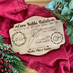 Tagliere in legno personalizzabile con i nomi dei bambini / Vassoio per Babbo Natale personalizzato / Decorazione natalizia, idea regalo