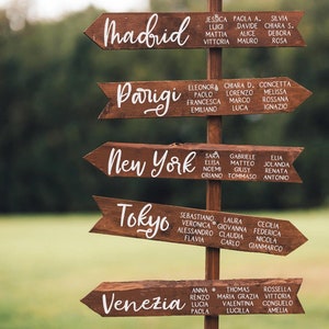 Tableau con frecce in legno personalizzabile / Frecce in legno rustico con scritta calligrafica / Tableau de mariage