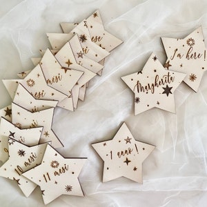 Ensemble en bois 14 étoiles pour bébés / Étiquettes de jalon de croissance mensuelle pour les séances photo / Accessoires photo de première année de bébé