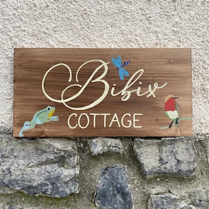 Custom calligraphic wooden sign with personalized text and decor / Rustic distressed wood sign for shops, B&B, restaurants / Window decor