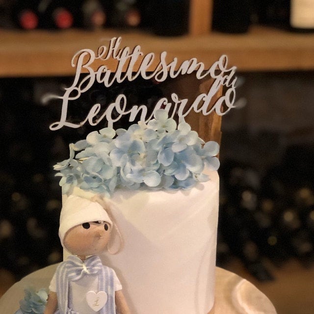 Topper Torta Battesimo In Legno Personalizzabile - Scrivere Nome E Data - Decorazione Per Torte E Cupcakes - Foto 9
