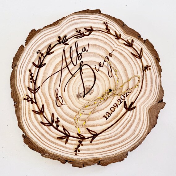 Porte-alliances En Bois Personnalisable Pour Mariage - Fait Main En Italie - Diamètre 15/17 Cm