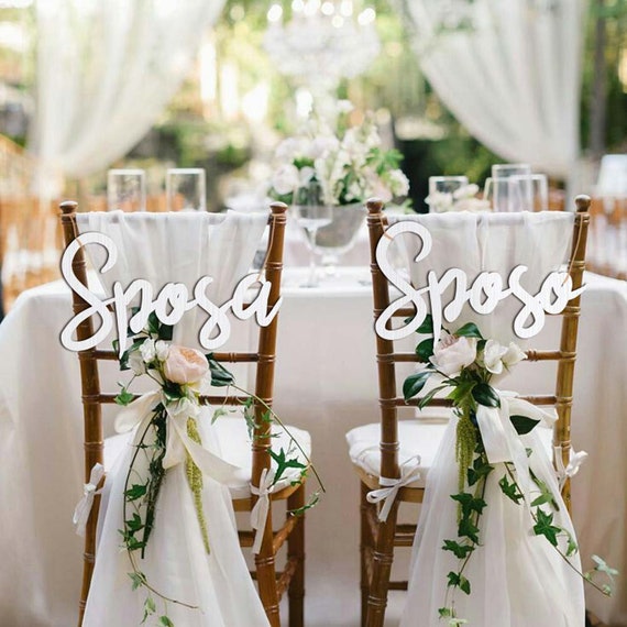 2 Targhette In Legno Per Sedia Sposi – My Love E My Love – Decorazione Matrimonio Bohémien, 9x29,5 Cm - 2