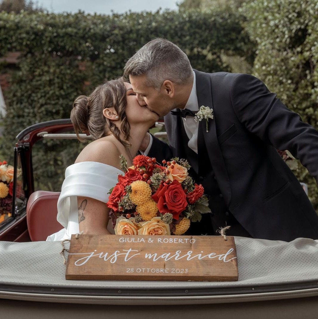 Targa 'Just Married' 30x20 Cm - Decorazione Per Matrimonio, Feste E Photobooth - Idea Regalo Per Sposi - Foto 11