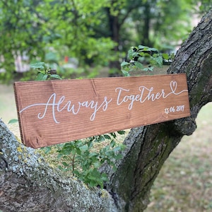 Targa decorativa con testo personalizzabile / Insegna in legno con scritta calligrafica fatta a mano / Decorazione allestimento matrimonio