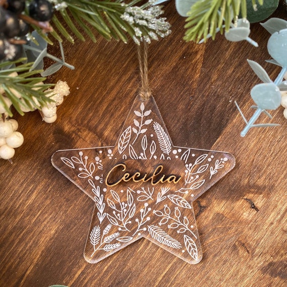 Ornements Acrylique Transparent Pour Sapin – Motifs Imprimés, Diam. 8 Cm – Déco Noël, Souvenirs, Cadeaux