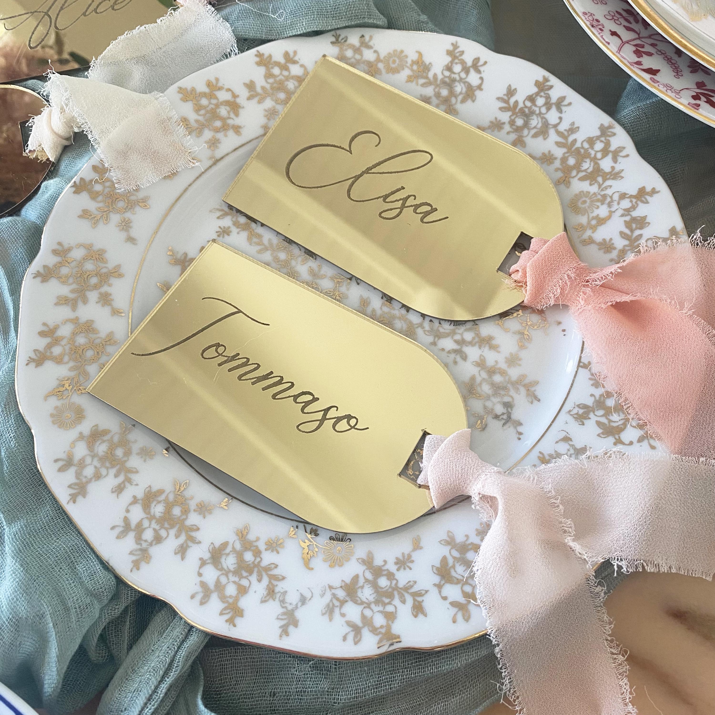 40 Segnaposto Esagonali Trasparenti In Acrilico Con Supporti – Personalizzabili Per Matrimonio, Feste Ed Eventi - 2