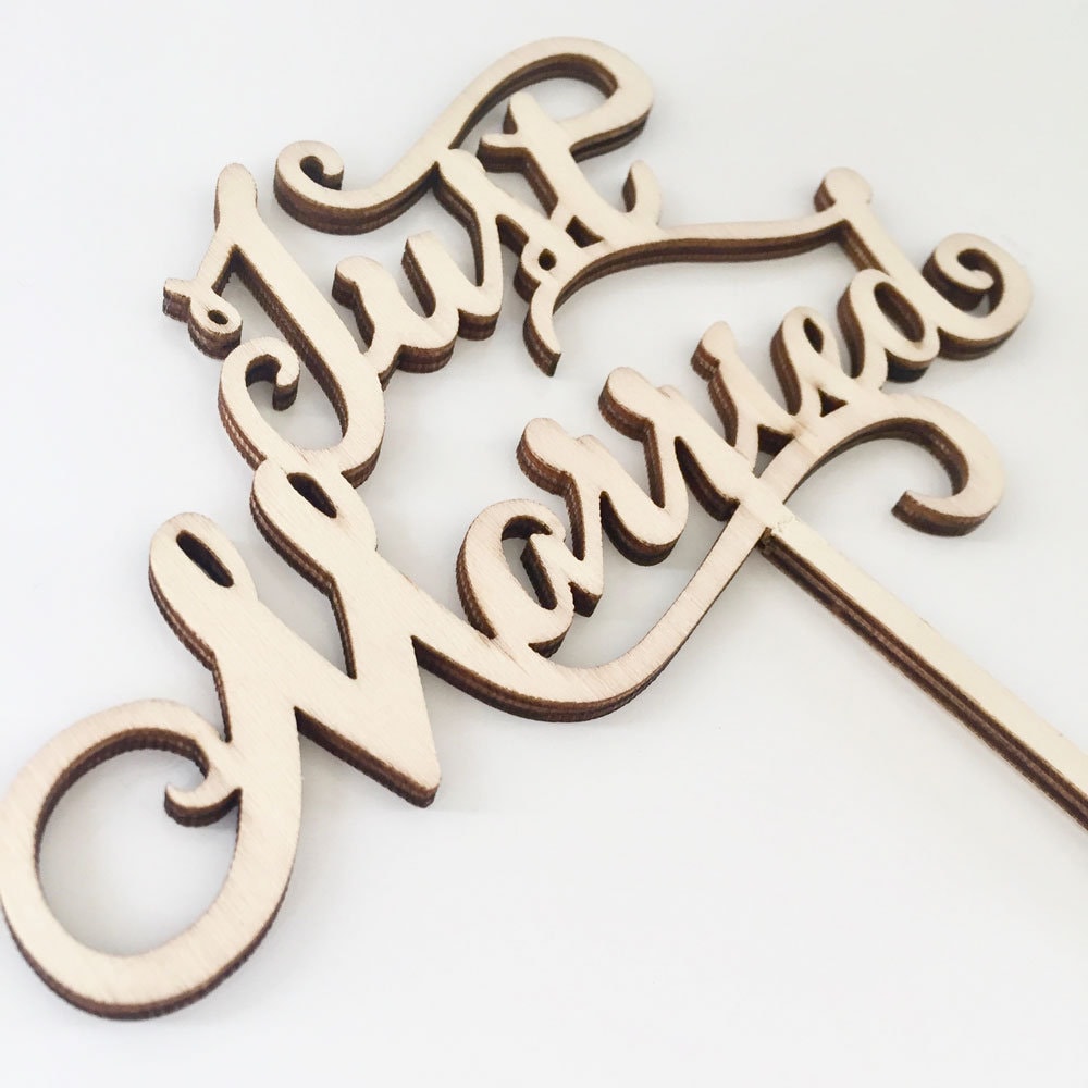 Cake Topper Just Married – Figurine Mariée En Bois 150x150 Mm, Personnalisable, Mariage Fiançailles