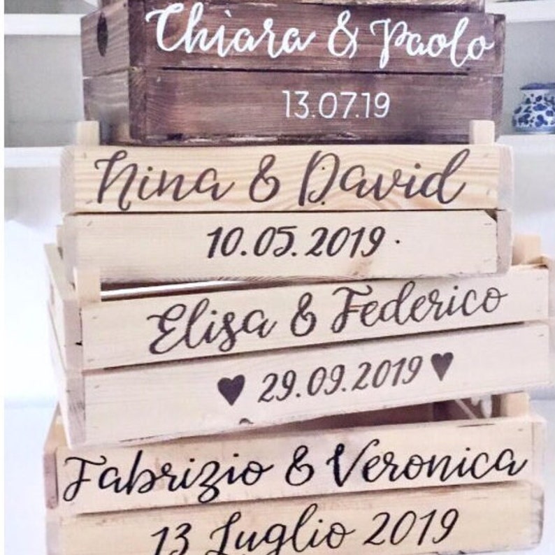 Wooden crate box for wedding seating plan / Custom rustic table seating plan / Rustic wood box with personalized calligraphic script image 8