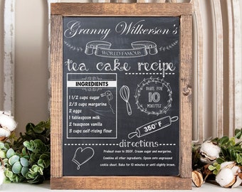 Personalized Family Recipe Keepsake Printable, Grandmother Recipe Wall Art, Housewarming Gifts, Kitchen Decor, Wedding, DIGITAL DOWNLOAD