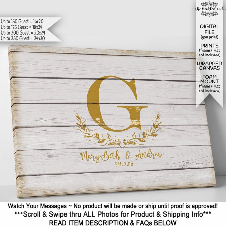 Rustic Wedding Guest Book Alternative Guestbook Canvas Sign Etsy