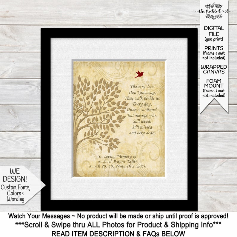 Memorial Gift In Memory of Wall Print Funeral Gift Gift