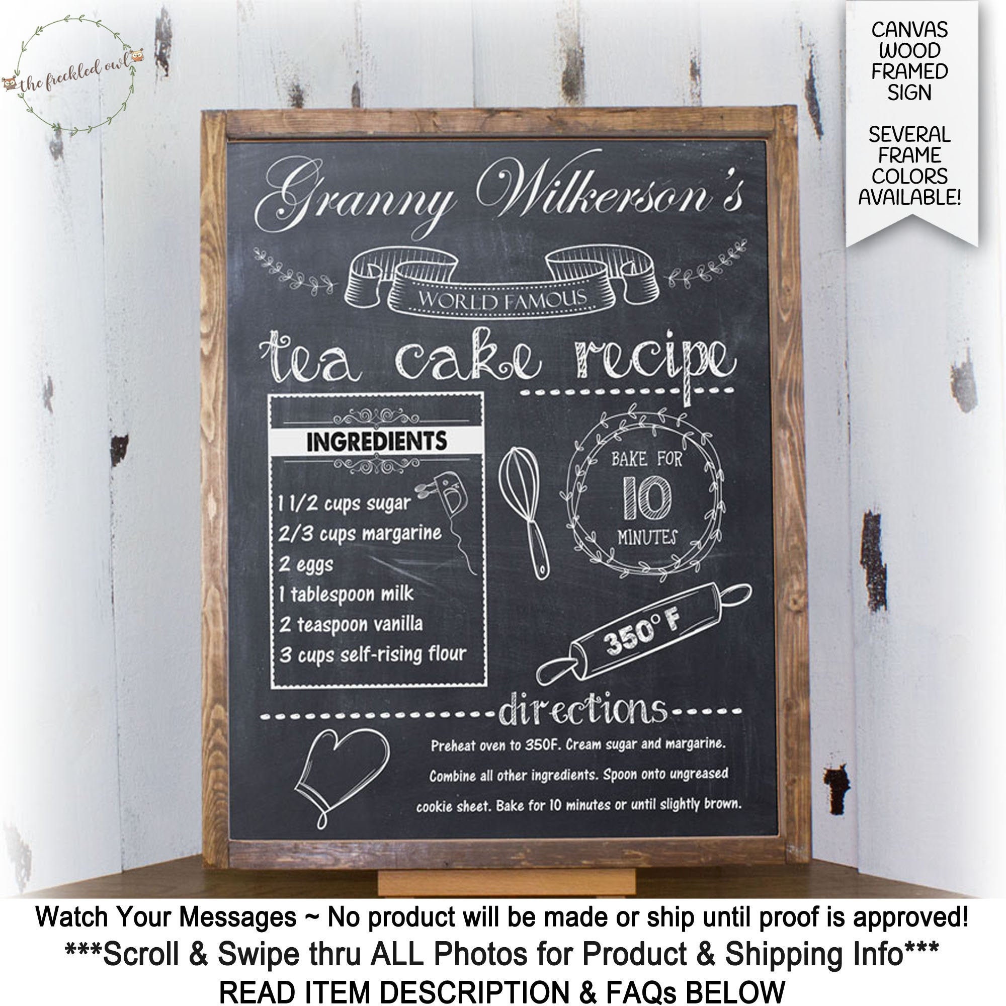 Chalkboard Recipe Sign Family Recipe Keepsake Faux Chalk | Etsy
