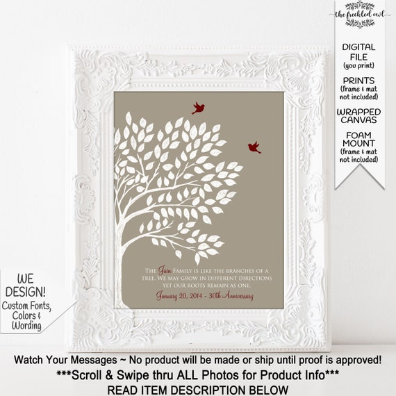 30th Anniversary Gift For Parents Like Branches On A Tree 30 Etsy