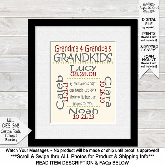 Gift for Grandma and Grandpa From Grandkids Grandparents Etsy