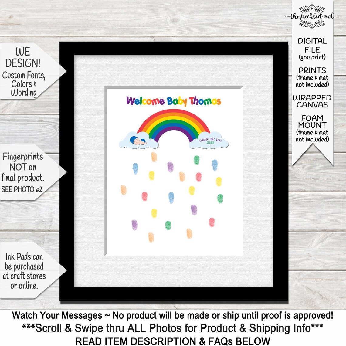 Rainbow Baby Shower Guest Book Alternative Poster Rainbow Etsy