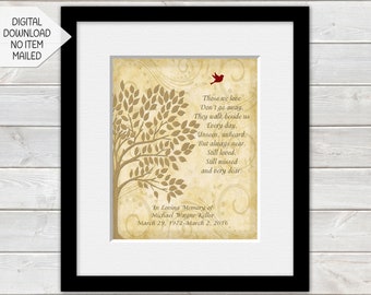 Memorial Gift, In Memory of Wall Print, Funeral Gift, Gift for Wake, Poem for the Loss of a Loved One, Family Tree Memorial Gifts PRINTABLE