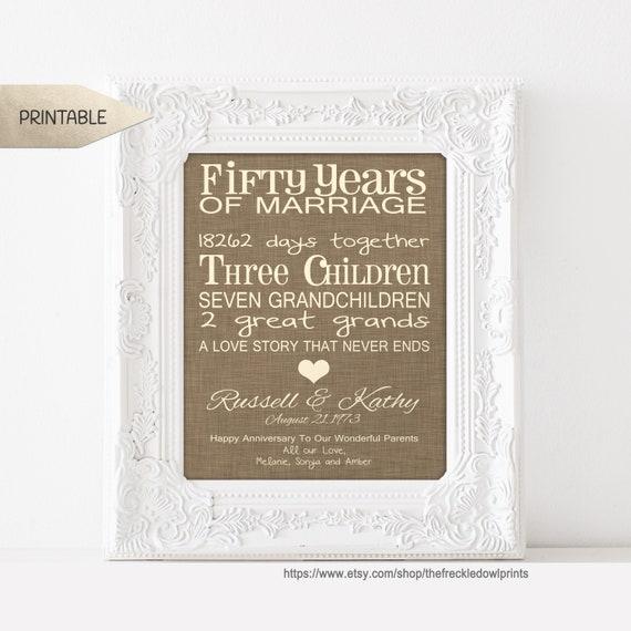 50th Anniversary Gifts for Parents Fun 50th Wedding Anniversary