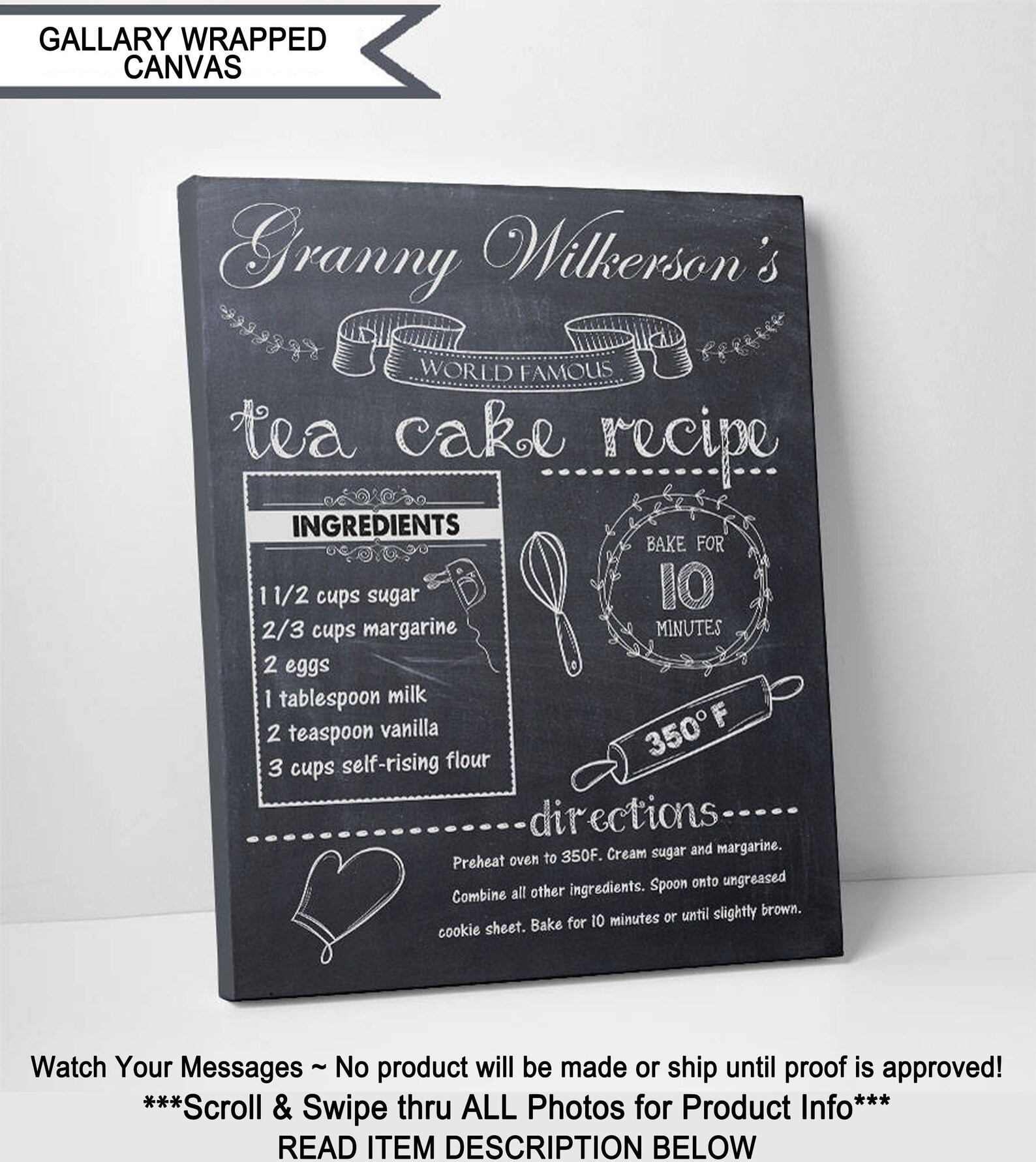 Family Recipe Sign Chalkboard Recipe Keepsake Recipe Wall | Etsy